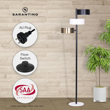 Metal Floor Lamp with 3 Swirl Shades