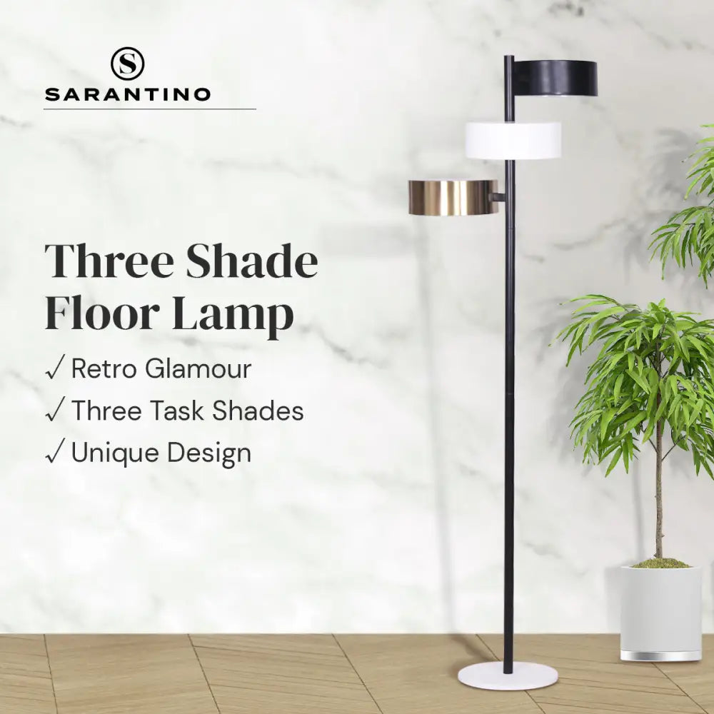 Metal Floor Lamp with 3 Swirl Shades