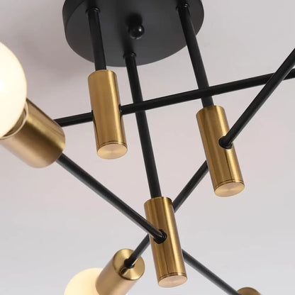 Mid Century Chandelier Modern 6-light Black & Gold