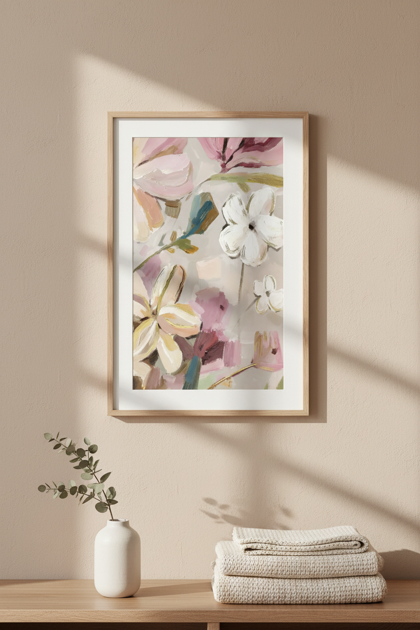 modern floral artwork living room australia