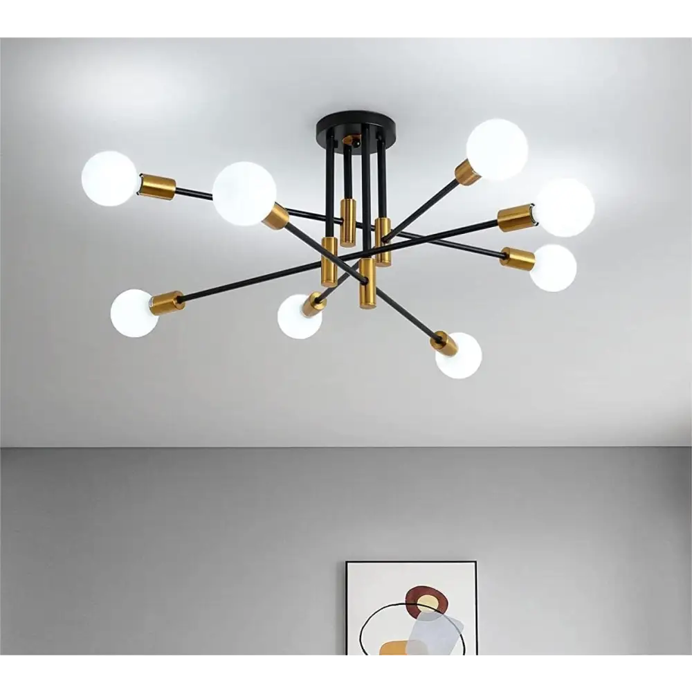 Modern Black Gold Ceiling Light 8 Lights