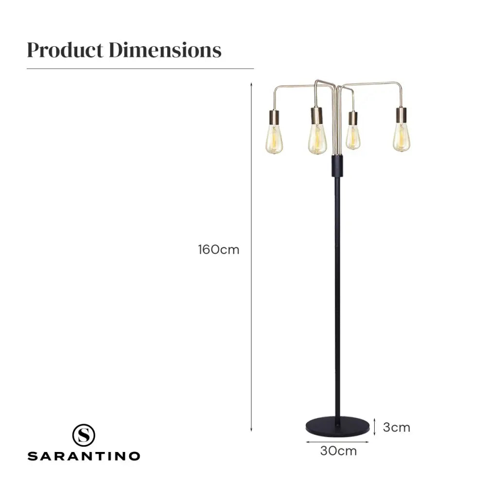 Modern Exposed Bulb 4-arm Industrial Light Floor Lamp