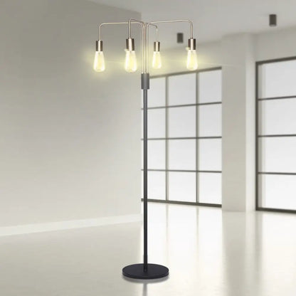 Modern Exposed Bulb 4-arm Industrial Light Floor Lamp
