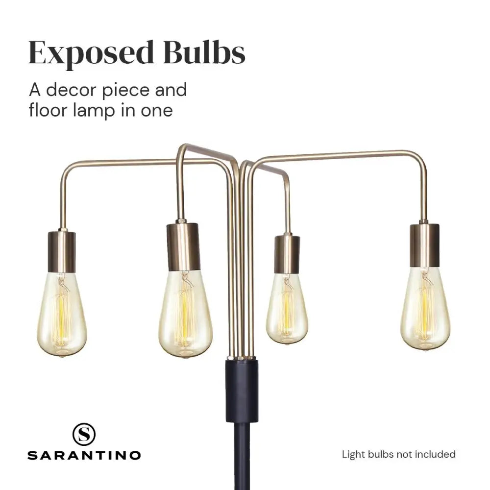 Modern Exposed Bulb 4-arm Industrial Light Floor Lamp
