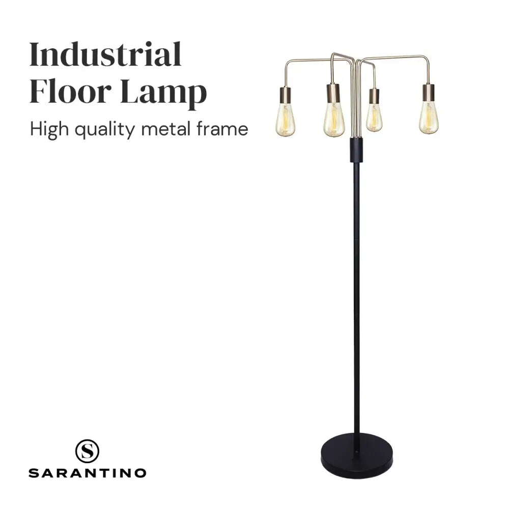 Modern Exposed Bulb 4-arm Industrial Light Floor Lamp