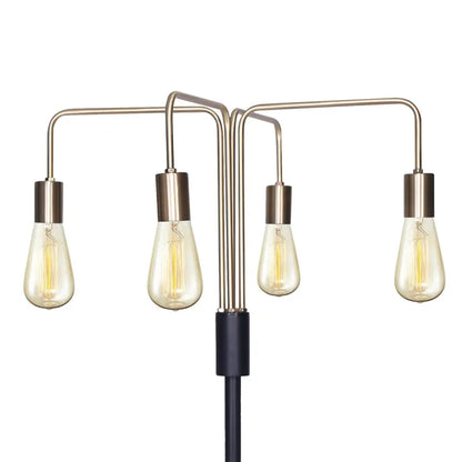 Modern Exposed Bulb 4-arm Industrial Light Floor Lamp