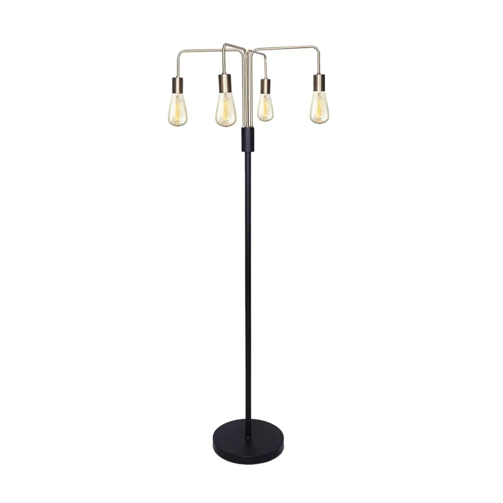 Modern Exposed Bulb 4-arm Industrial Light Floor Lamp