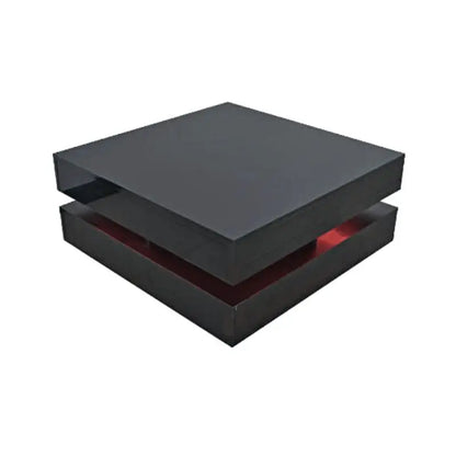 Modern Large High Gloss Coffee Table with Led Lights Black