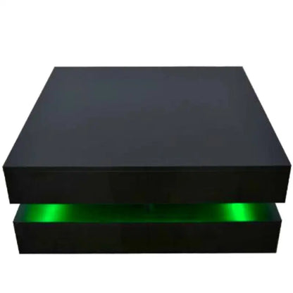 Modern Large High Gloss Coffee Table with Led Lights Black