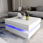 Modern Large High Gloss Coffee Table with Led Lights White