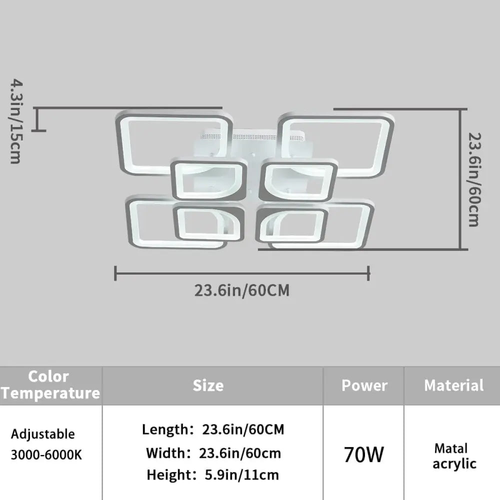 Modern Led Ceiling Light Dimmable with Remote Control