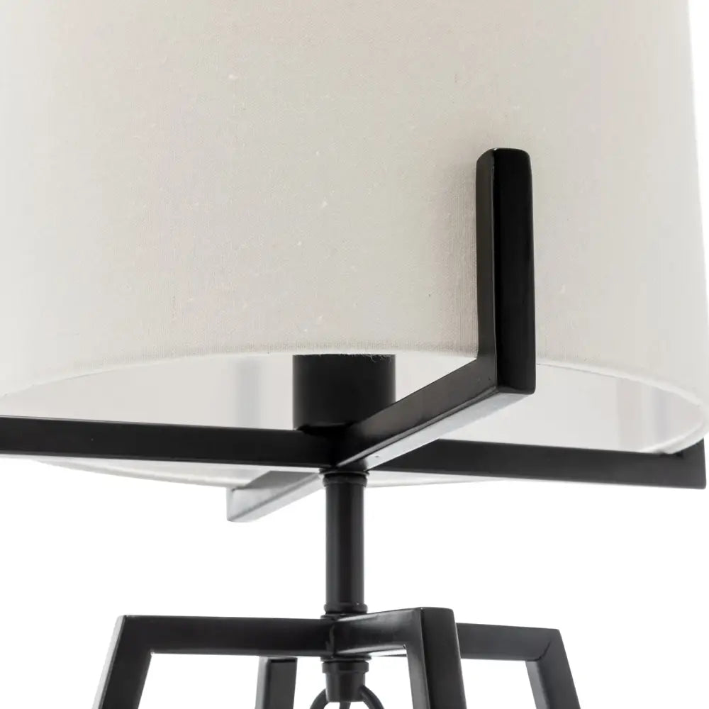 Modern Scandi Metal Dimmable Table Desk Lamp Light W/ Linen Shade - Matte Black