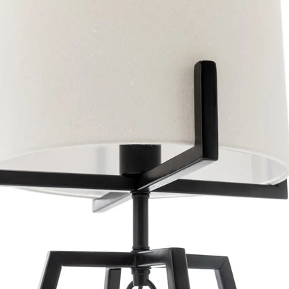 Modern Scandi Metal Dimmable Table Desk Lamp Light W/ Linen Shade - Matte Black
