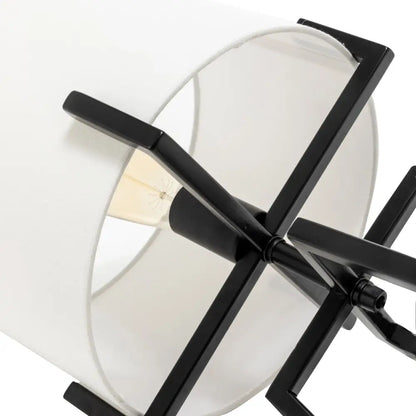 Modern Scandi Metal Dimmable Table Desk Lamp Light W/ Linen Shade - Matte Black