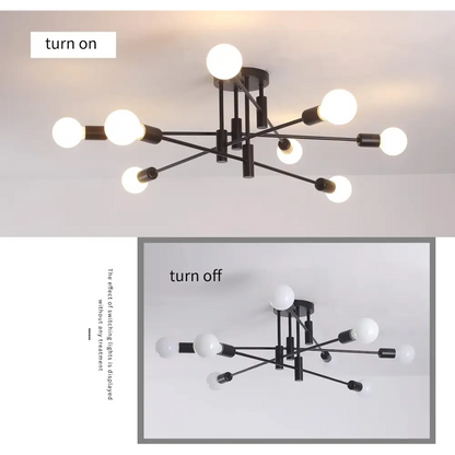 Modern Semi Flush Chandelier 8 Light Black