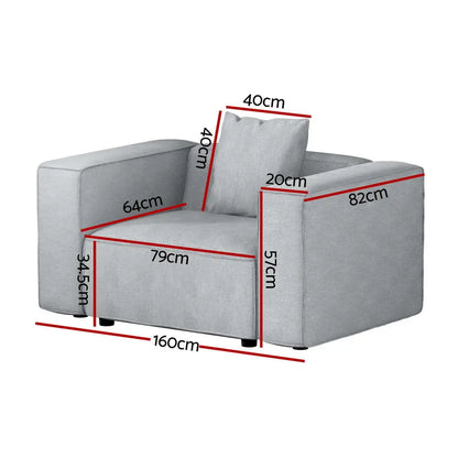 Modular Sofa Chaise Set 1-seater Grey