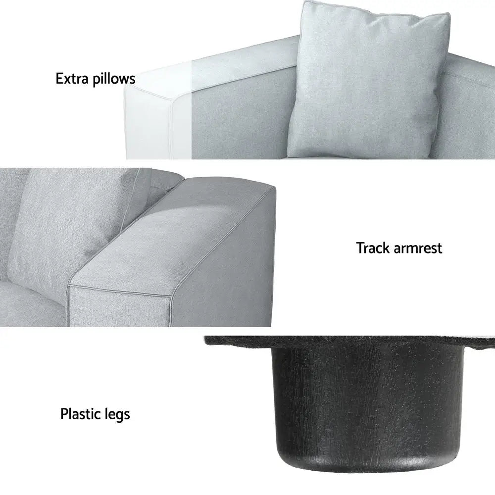 Modular Sofa Chaise Set 2-seater Grey