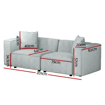 Modular Sofa Chaise Set 2-seater Grey