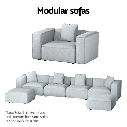 Modular Sofa Chaise Set 2-seater Grey