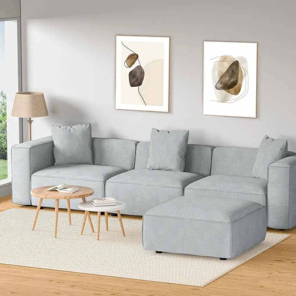 Modular Sofa Chaise Set 4-seater Grey