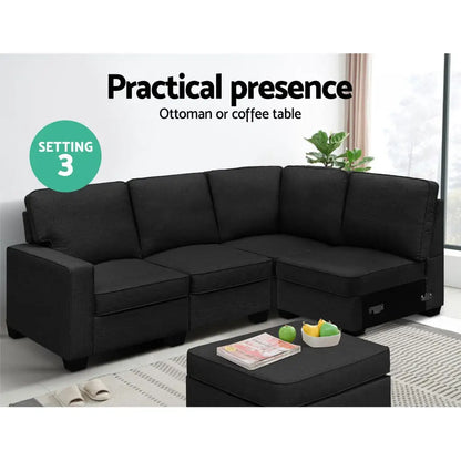 Modular Sofa Chaise Set 5-seater Dark Grey