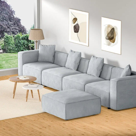 Modular Sofa Chaise Set 5-seater Grey