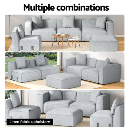 Modular Sofa Chaise Set 5-seater Grey