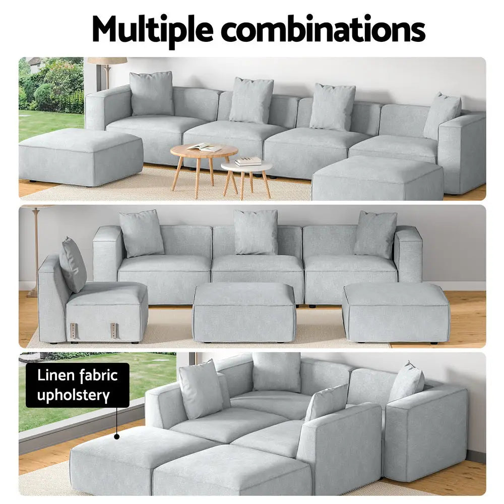 Modular Sofa Chaise Set 6-seater Grey