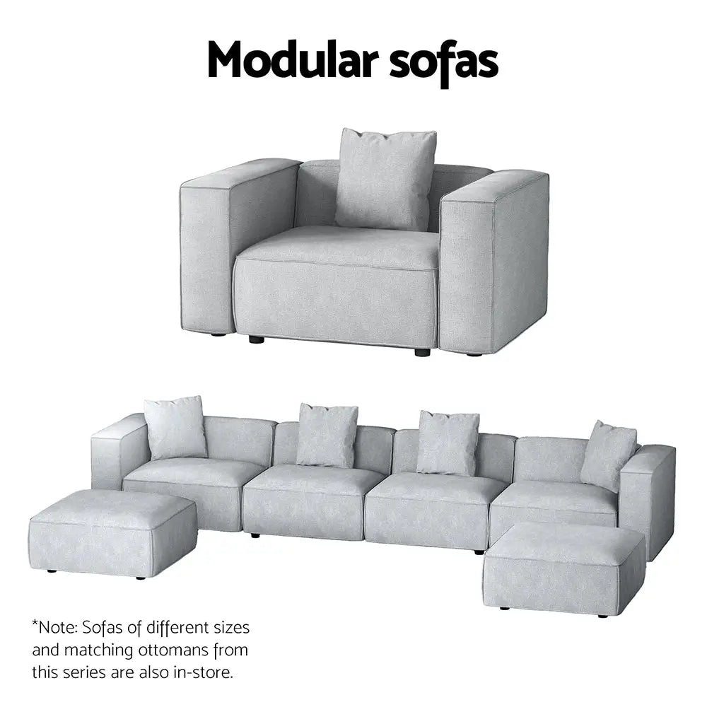 Modular Sofa Chaise Set 6-seater Grey