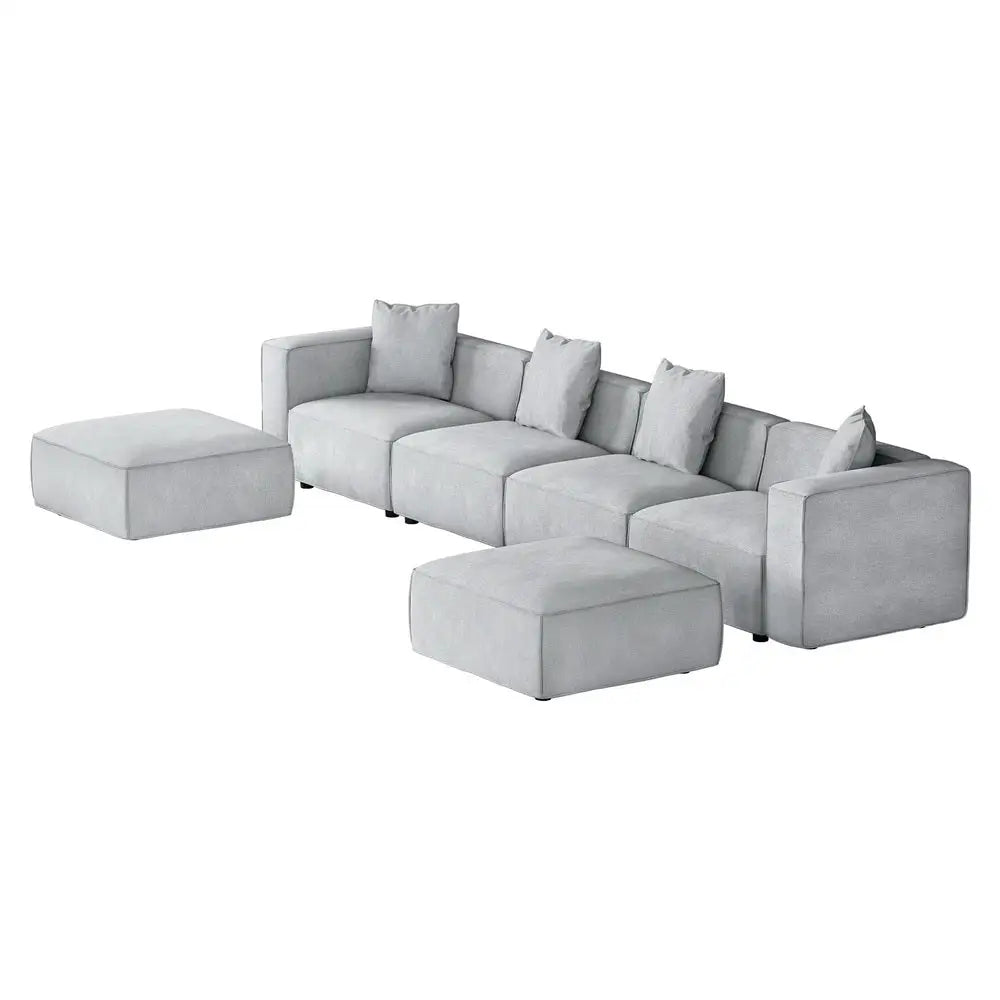 Modular Sofa Chaise Set 6-seater Grey