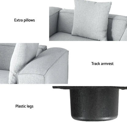 Modular Sofa Chaise Set 6-seater Grey