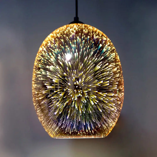 Moravian Glass Oval Pendant Light - Chrome
