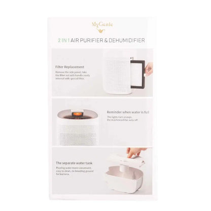 Mygenie 2-in-1 Air Purifier and Dehumidifier Wi-fi Control Hepa Filter White