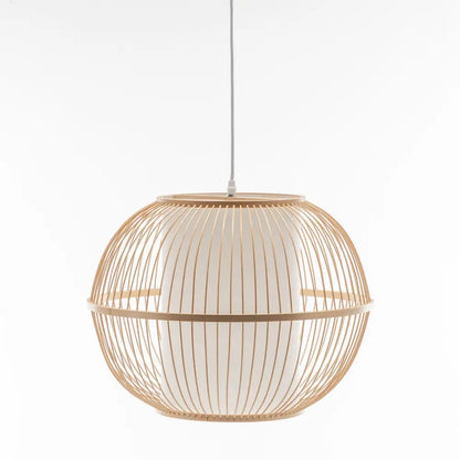 Natural Woven Bamboo Sphere Pendant Lamp Hanging Light Bell Shade Boho Tropical