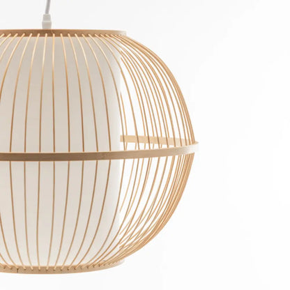 Natural Woven Bamboo Sphere Pendant Lamp Hanging Light Bell Shade Boho Tropical