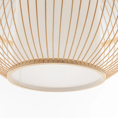 Natural Woven Bamboo Sphere Pendant Lamp Hanging Light Bell Shade Boho Tropical