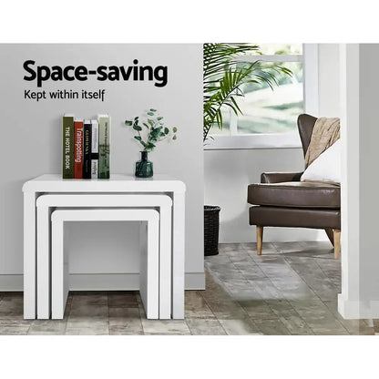Nesting Coffee Table Set of 3 Glossy White