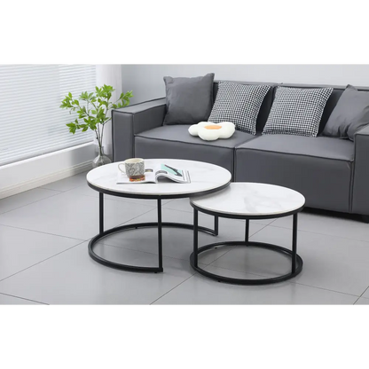 Nesting Style Coffee Table - White on Black - 80cm/60cm