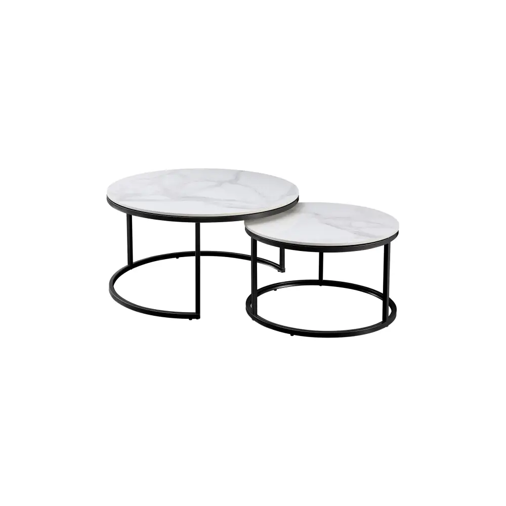 Nesting Style Coffee Table - White on Black - 80cm/60cm