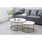 Nesting Style Coffee Table - White on Champagne Gold - 80cm/60cm