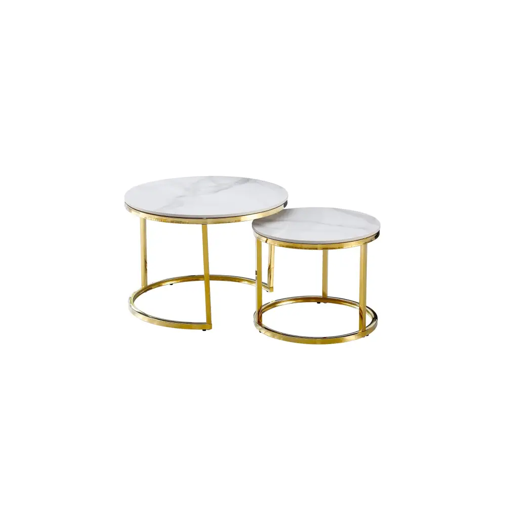 Nesting Style Coffee Table - White on Gold - 60cm/45cm
