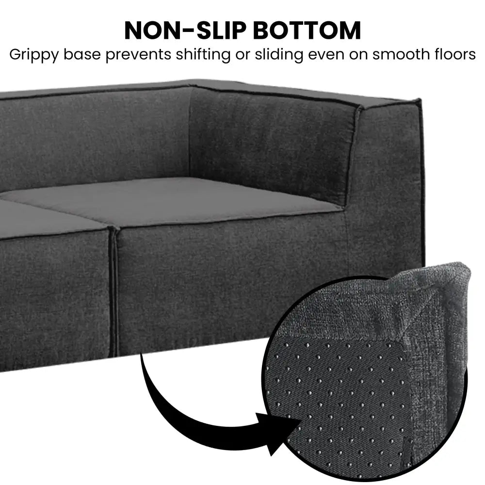 Novi 3-seater Modular Sofa with Ottoman in Black Non-slip Bottom Lounge