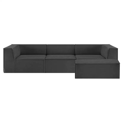 Novi 3-seater Modular Sofa with Ottoman in Black Non-slip Bottom Lounge