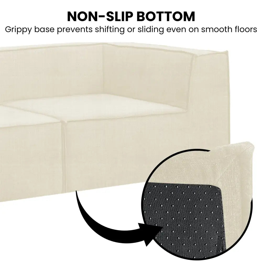 Novi 3-seater Modular Sofa with Ottoman in Cream Non-slip Bottom Lounge
