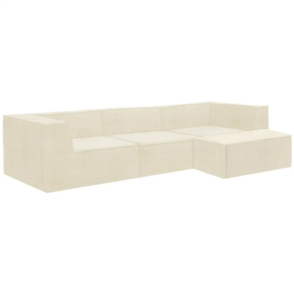 Novi 3-seater Modular Sofa with Ottoman in Cream Non-slip Bottom Lounge
