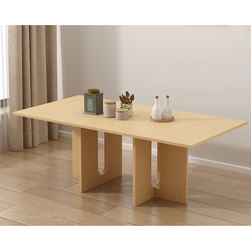 Oak Melamine Dining Table 6 Seater