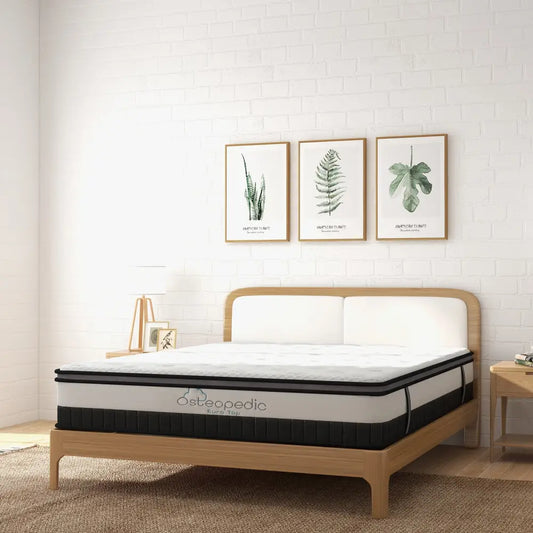 Osteopedic Euro Top Mattress Pocket Spring Medium Firm Hybrid Design Bed 30cm - King Single - White