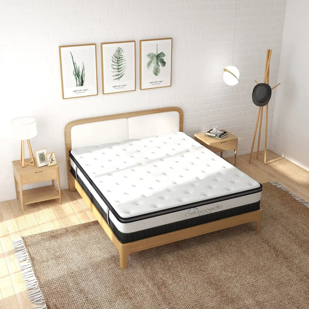 Osteopedic Euro Top Mattress Pocket Spring Medium Firm Hybrid Design Bed 30cm - King Single - White
