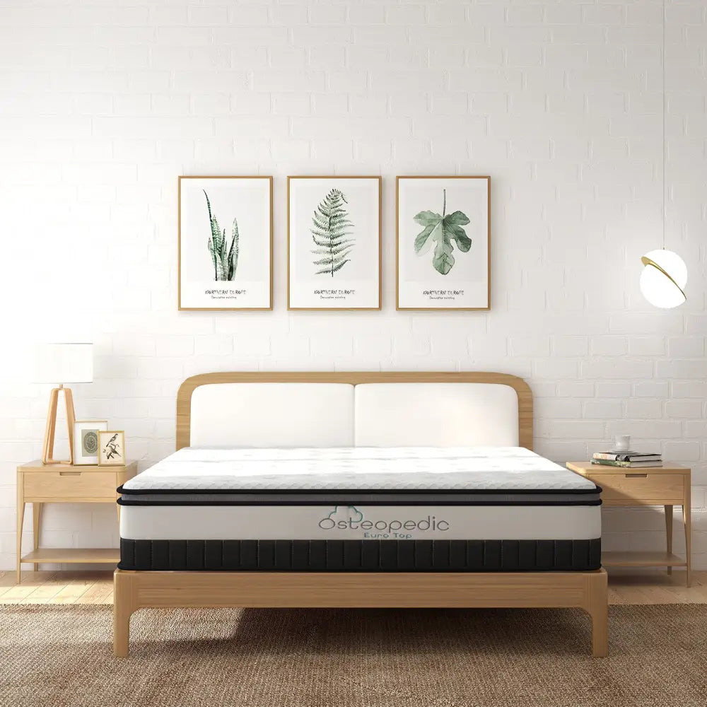 Osteopedic Euro Top Mattress Pocket Spring Medium Firm Hybrid Design Bed 30cm - King Single - White