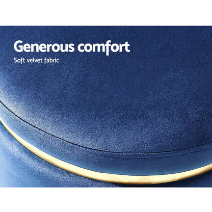Ottoman Foot Stool Round Velvet Navy